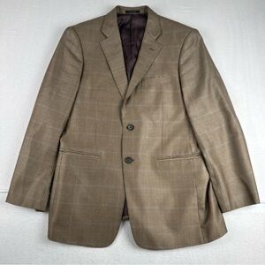 John Nordstrom Loro Piana Silk Wool Blend Brown Windowpane Sport Coat 38R Office